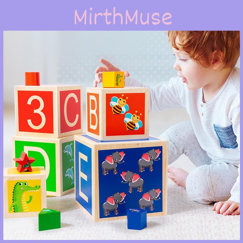 Wooden Multifunctional Color Shape Matching Stacking Box Kid Puzzle Toys For Early Education