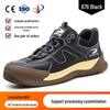 Men's Fly-Knit Safety Shoes: Anti-Smash, Anti-Puncture, Breathable, Lightweight, Comfortable, Wear-Resistant with Soft Sole and Button Closure.
