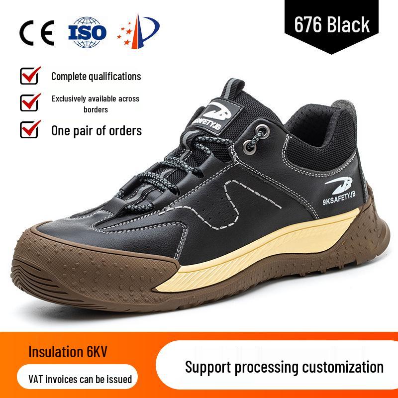 Men's Fly-Knit Safety Shoes: Anti-Smash, Anti-Puncture, Breathable, Lightweight, Comfortable, Wear-Resistant with Soft Sole and Button Closure.