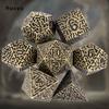7 Pcs Copper Metal Dice Maze Solid Metal Polyhedral Dice Set Suitable for Role-Playing RPG  Board Game Card Game