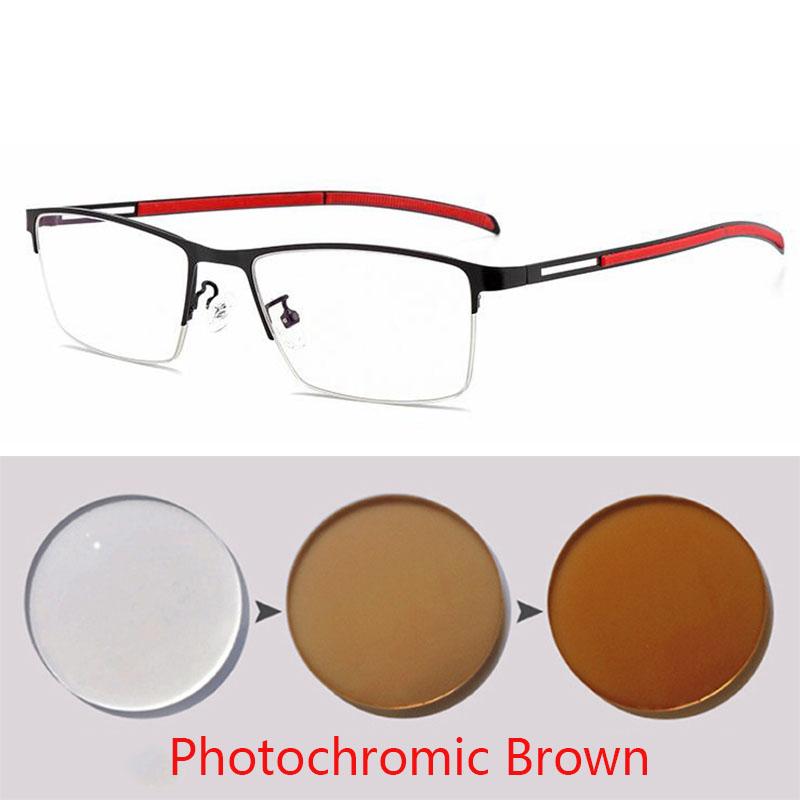 Alloy Ultra-Light Photochromic Glasses Half Metal Frame Myopia Optical Prescription Shortsight SPH 0 -0.5 -0.75 -1.0 TO -6.0