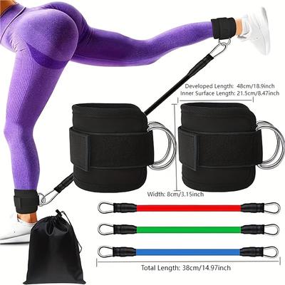 5 Stück Knöchel-Widerstandsbänder mit Knöchelriemen, Fitness-Spannseil, geeignet für Bein- und Hüfttraining, Muskelübungen, Yoga
