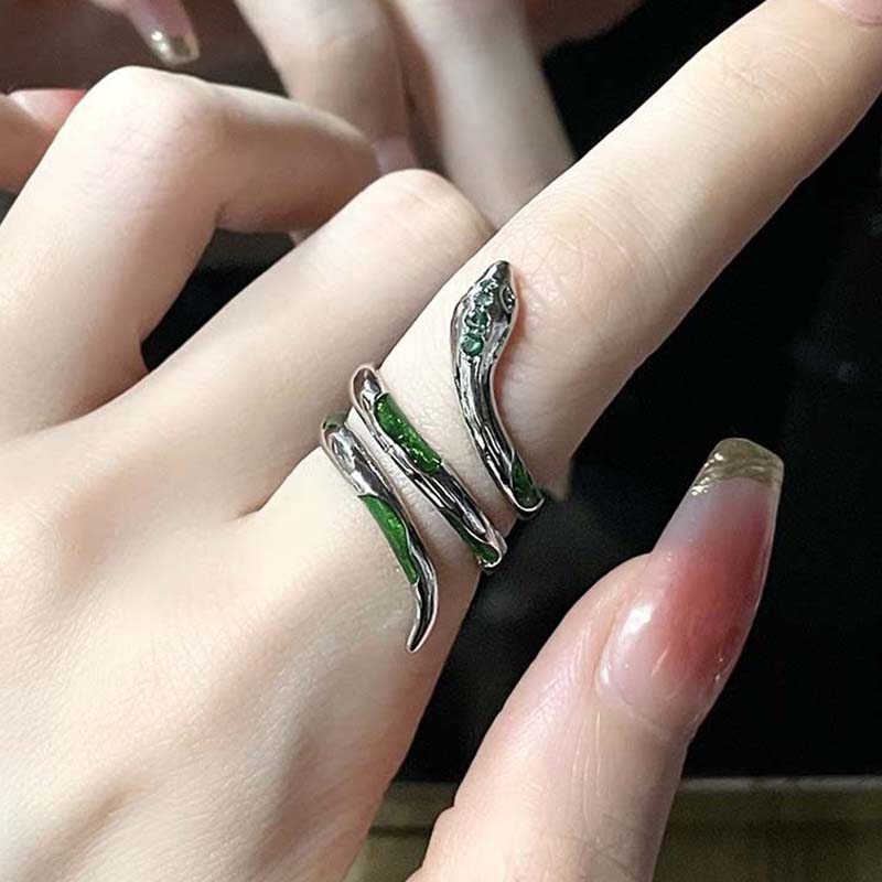 Vintage Dark Dragon Opening Rings for Men Women Cute Animal Silver Color Metal Punk Fashion Finger Ring Fashion Jewelry Party