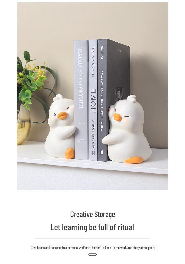 Creative Duck Bookend: Resin Ornament for Bookshelf, Living Room, Bedroom Decor