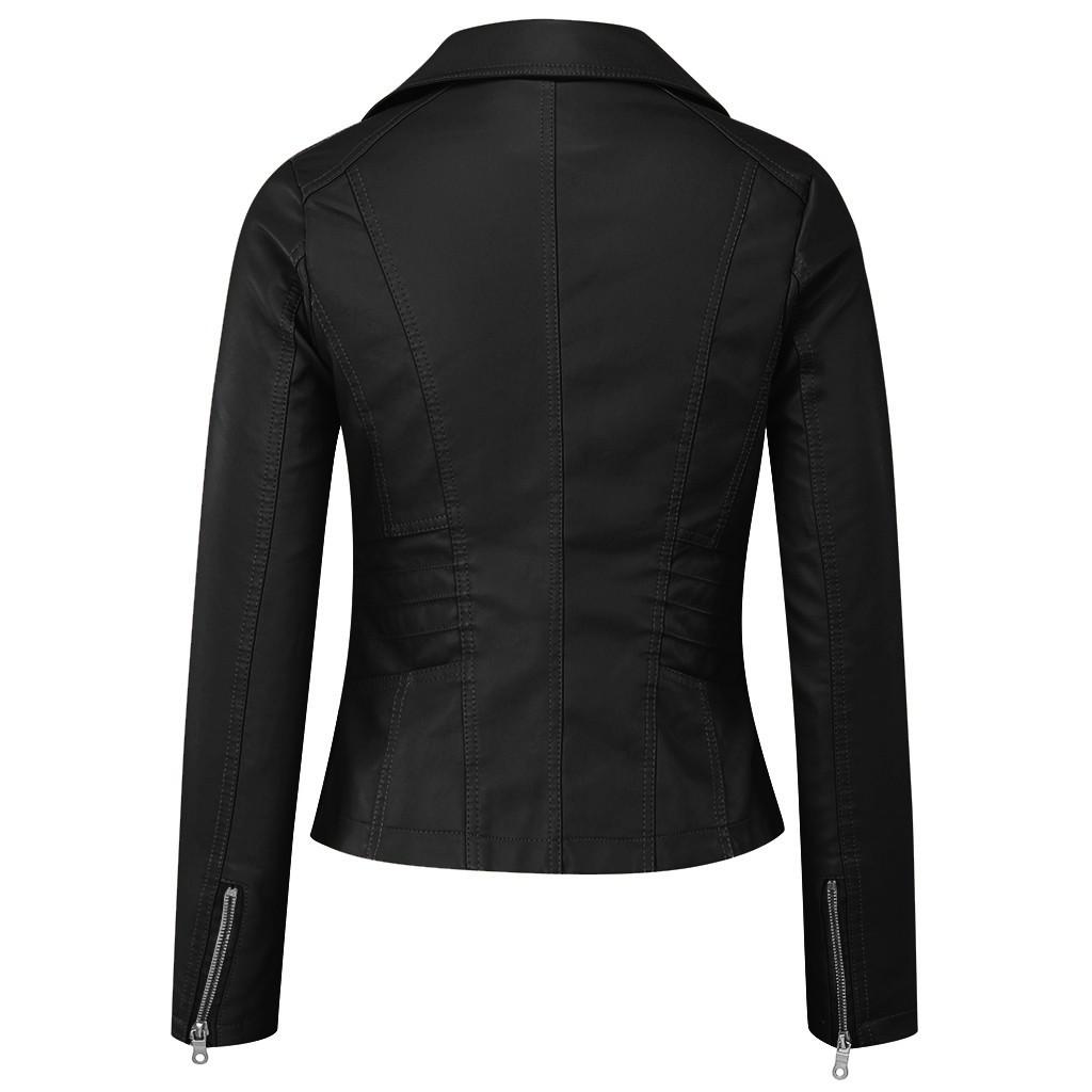 Dámská móda Krátký kabát Bunda z umělé kůže na zip Kabát Kapsa Outwears