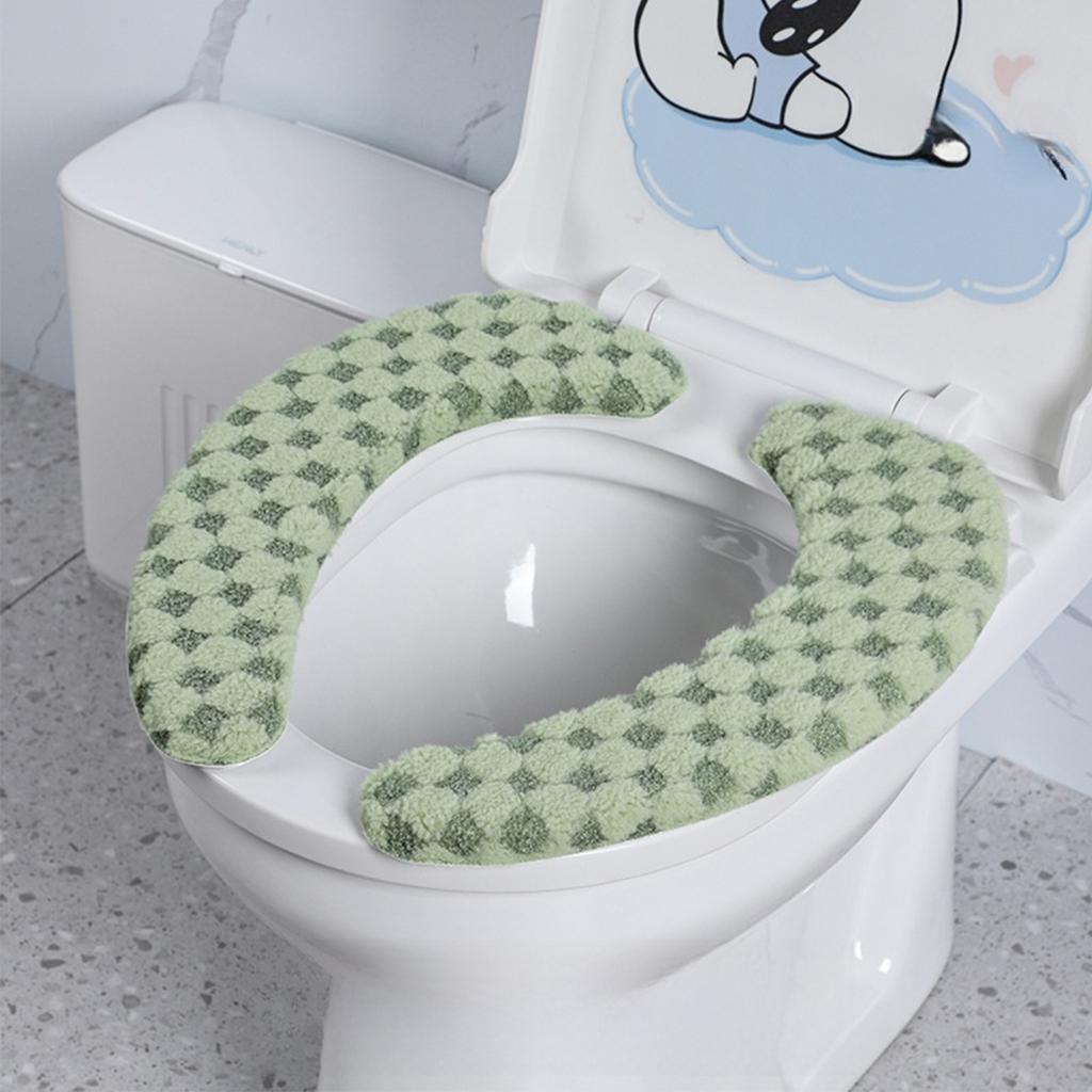 Thickened Fleece Toilet Seat Cover Washable Adhesive Toilet Ring Pad Suitable For Home Dormitories And Hotels In Autumn / Winter