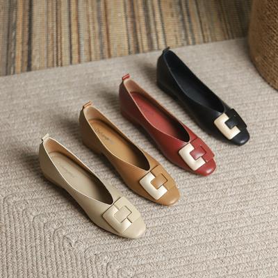 Zapatos de ballet informales con punta cerrada y tacón bajo y grueso para mujer, cómodos, cuadrados, con tacón de aguja, cómodos, planos, de vestir, para el trabajo