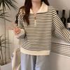 Women Striped Half Zip Sweatshirt Long Sleeve Collared Pullover Casual Fit  Fashion Oversized Streetwear Tops 2026 Tendencias
