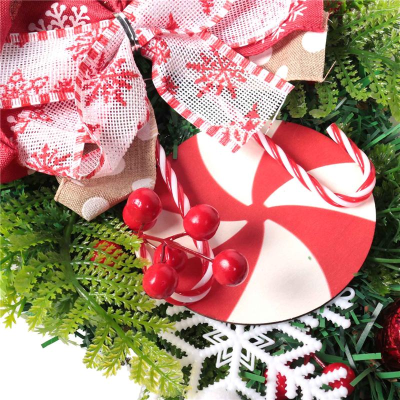 A96I-Christmas Candy Cane Wreath For Front Door Christmas Stairway Decorations Christmas Wreath For Indoor Decor 12X24 Inch