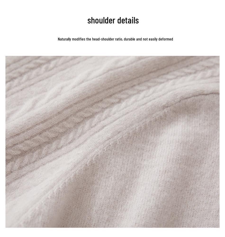 Men's Twisted Wool Sweater, Autumn/Winter, Half-High Neck, Half-Zip, Warm Knit Base Layer