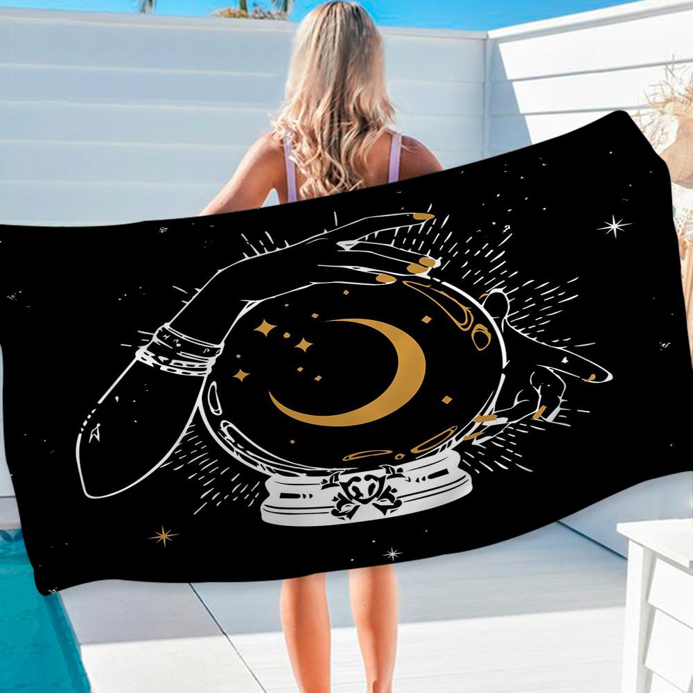 Witches Moon Tarot Beach Towel Colorful Bath Towels for Girl Microfiber Quick Dry Custom Sand Free Beach Yoga Spa Gym Pool
