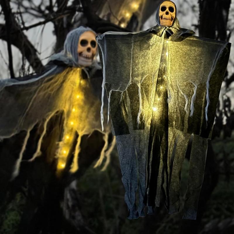 Halloween Hanging Specter Ornament Party Supplies Skeleton Specter with Light For Festivities Haunts House Decoration
