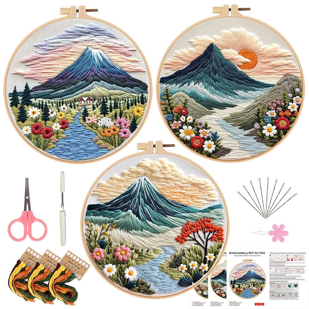New Landscape Embroidery Diy Handmade Material Bag Fabric Creative Handmade Needle And Thread Set