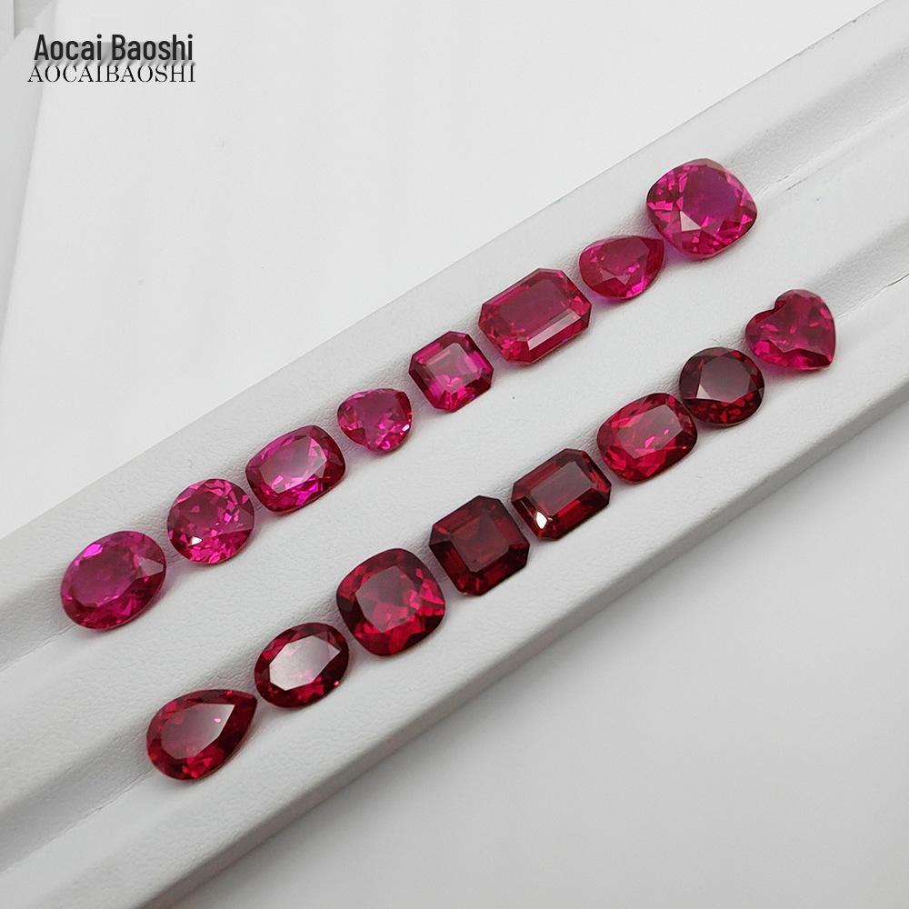 Aocai Bao Shi Lab-Grown Ruby Precision-Cut Loose Stone, AGL Certified Mainstone for Jewelry.