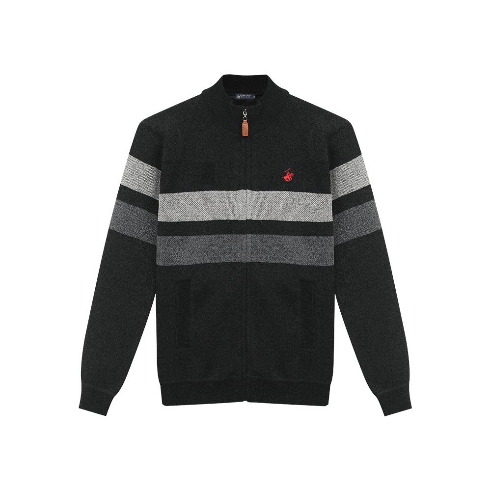 Bhpoloclub Men'S Brushed Stripe Knit Zip-Up Jp922