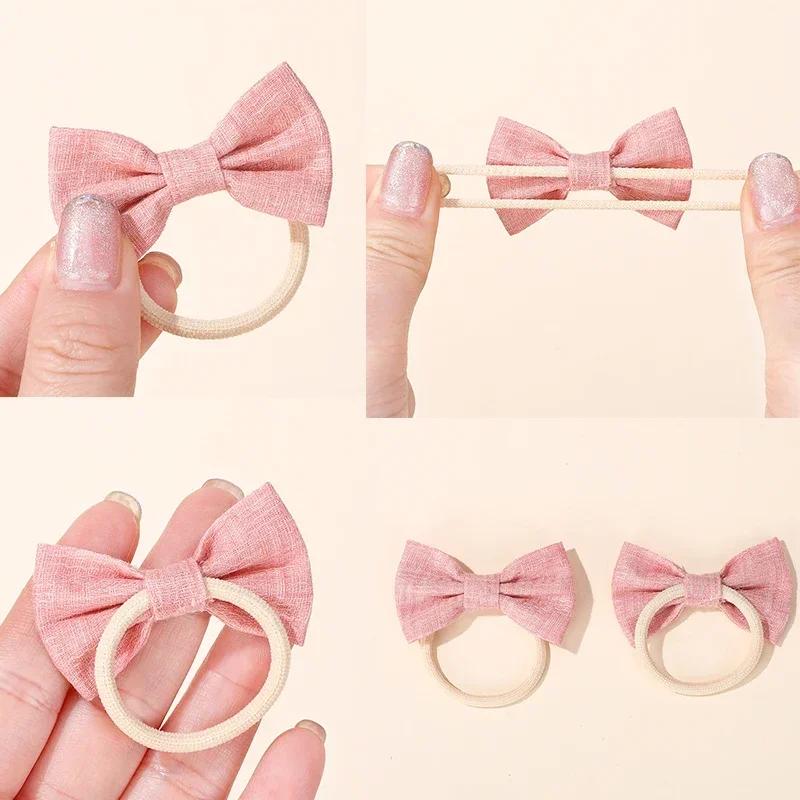 10Pcs/Set Cartoon Bow Flower Hairbands for Children Girls Sweet HairTies Fashion Elastic Rubber Band Hair Rope Hair Accessories