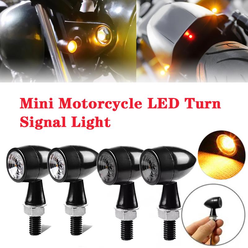 Mini Motorcycle LED Turn Signal Light Flashing Indicator Lamp Clignotant Moto For Honda Cafe Racer 12V 8mm Bullet Turn Signal