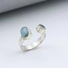 Anello in Argento Sterling 925, Anello con Topazio Blu Larimar, Anello Fatto a Mano, Anello Regolabile, Anello Statement, Anello di Design, Regalo per Lei