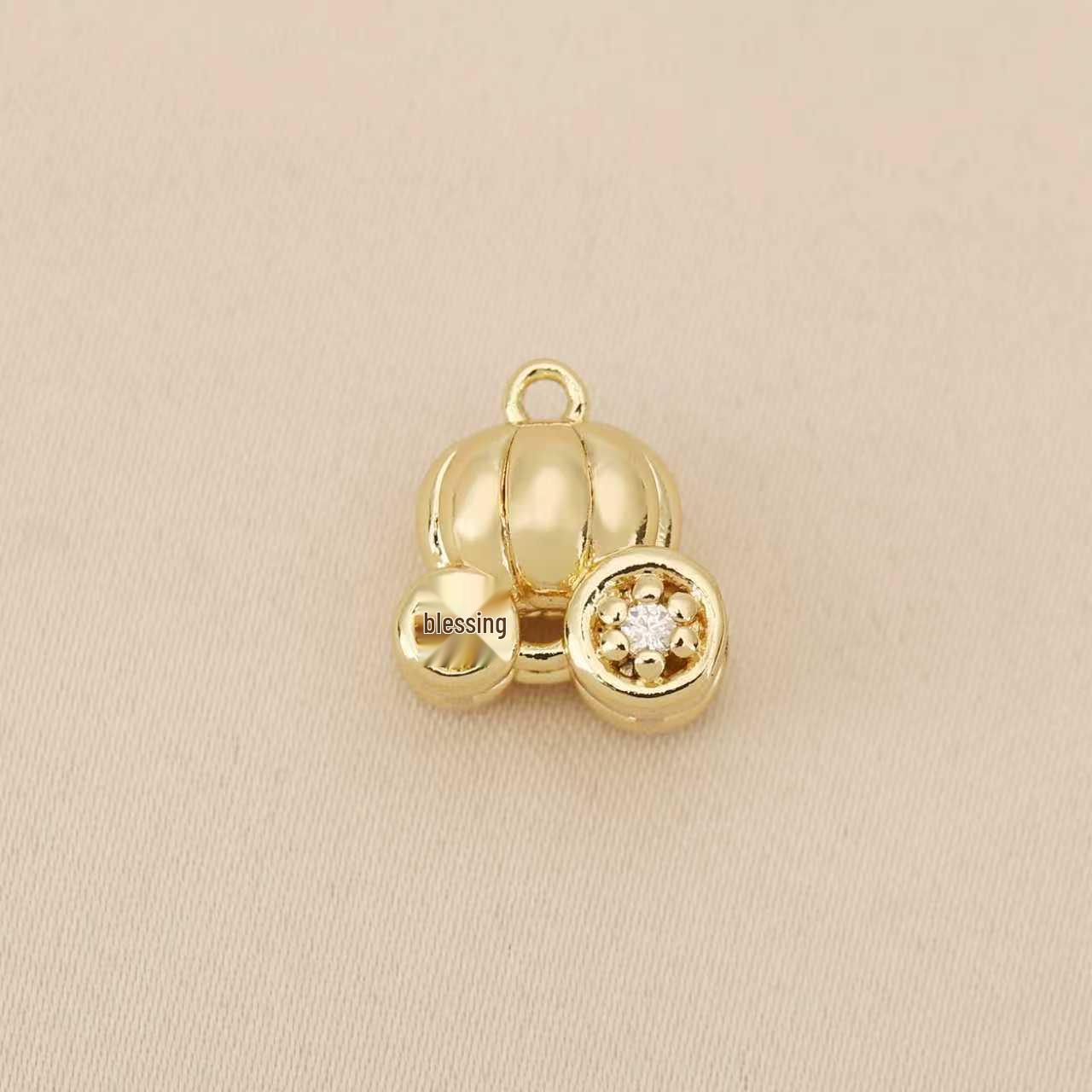 Liangfei 18k Gold-Plated Pumpkin Carriage Pendant - Halloween Charm DIY Jewelry Accessory