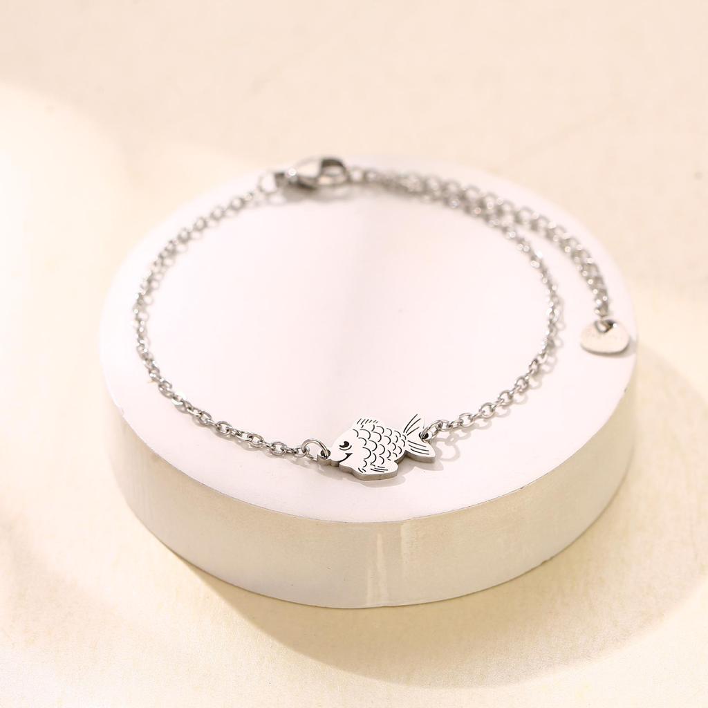 Stainless Steel Animal Fruit Bracelet - Kitten, Puppy, Strawberry Design