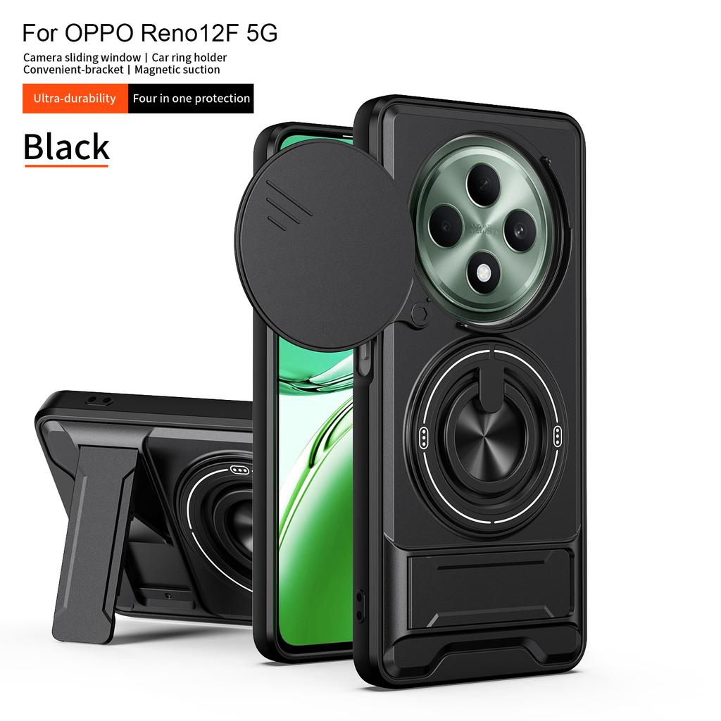 Für Oppo Reno12 F Hülle OPPO Reno 12F 12 FS Abdeckung Handyhülle Magsafe Magnetischer Klapphalter Militärische Panzerung Kamera Schutz Hülle