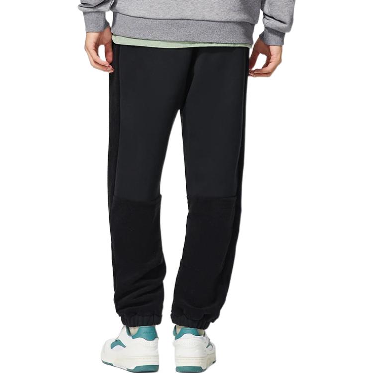 Li-Ning Solid Color Print Logo Elastic Waist Casual Pants Men Bottoms Black AKLSB47-3
