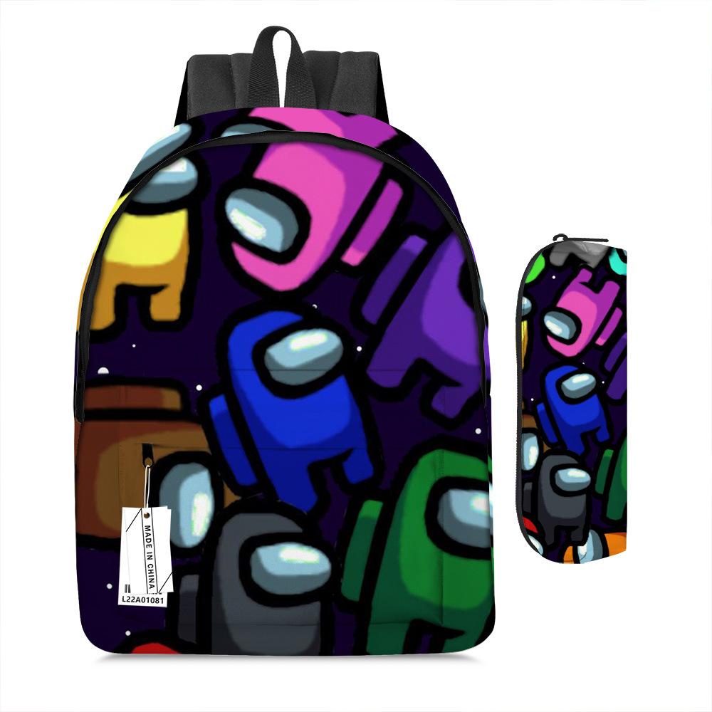 Among Us Two-Piece Backpack Space Werewolf Primary And Secondary School Students Cartoon Schoolbag Three-Piece Satchel Pencil Case