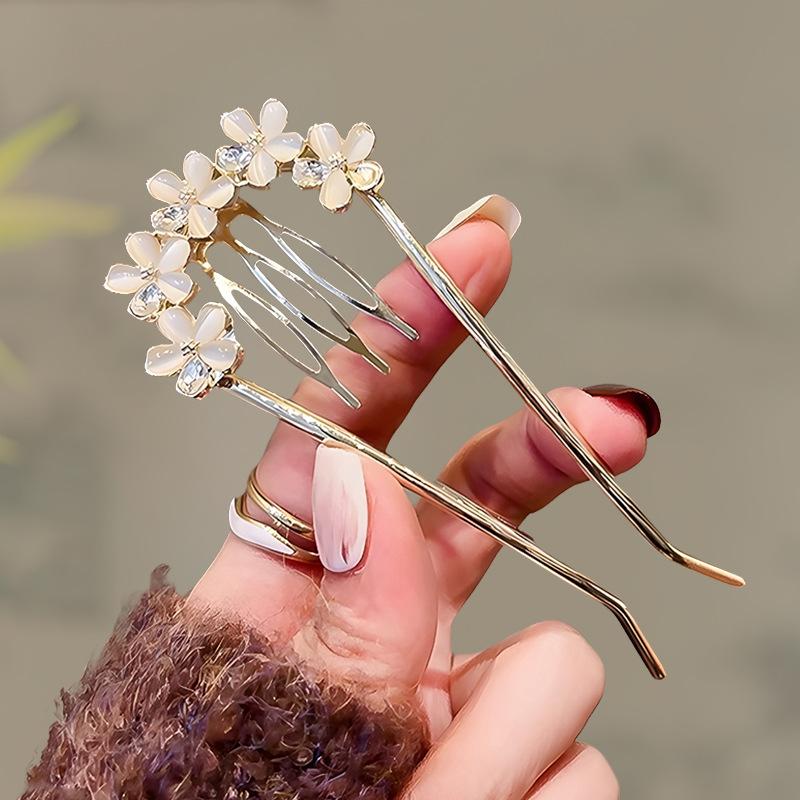 Antique Butterfly Flower Bamboo U-shaped Hairpin Super Fairy Retro Pearl Fringed Hairpin Hanfu Ancient Hairpin Accessories