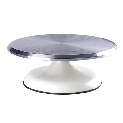 Zmart Cake Turntable, White, 12-inch, Aluminum Alloy + ABS, Round, for Cake Frame Making