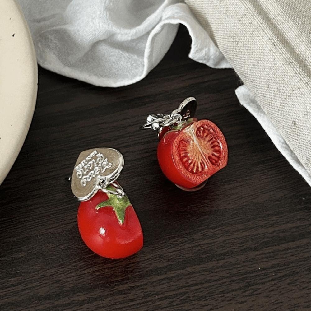 Realistic 3D Tomato Bag Charm Vibrant Colors Resin Key Ring Fruit Key Chain Aesthetic Styling