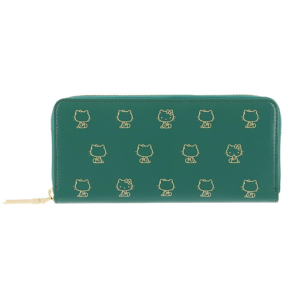

Длинный кошелек Hello Kitty Collaboration с круглой молнией Hello Kitty Billfold из коровьей кожи, сделано в Японии, зеленый [efffy] × Женский HKE1-01