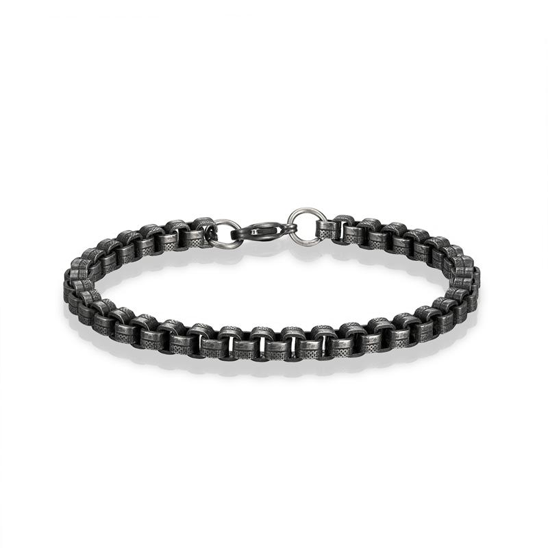 MKENDN Retro Link Chain Bracelets for Men Overlap Interlocked Curb Chain Stainless Steel Punk Cubic Chain Male Jewelry