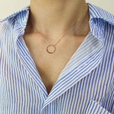 Jyoni / Circle Cubic Silver Necklace (Pink Gold Plated)