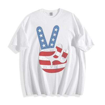 Πατριωτικό T-Shirt με Σήμα Ειρήνης Σχέδιο Σημαίας ΗΠΑ Unisex Μπλουζάκι - Γιορτάστε την Ελευθερία!