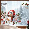PVC Static Sticker Sheets Christmas Window Cling, Penguin Decal with Holly Baubles Snowflakes, Holiday Glass Decorations Festive Decor for Home Living