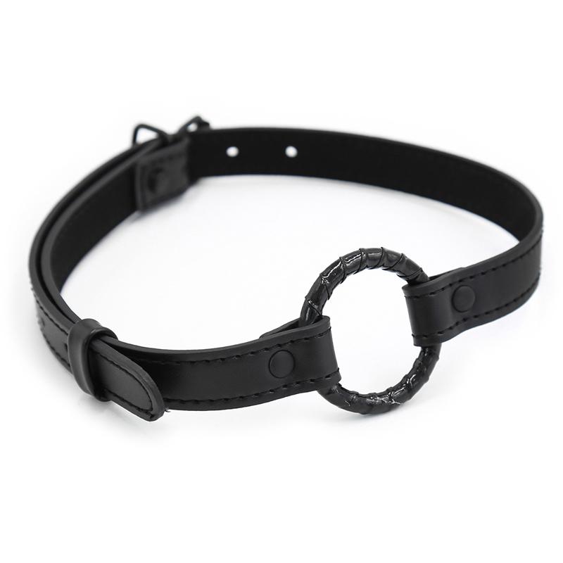 Black Sex Open Mouth Gag Harness Bdsm Bondage Leather Strap O Ring Gag Mouth Flirting Sex Toys For Woman Couples Adult Games