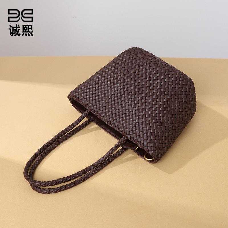Logo Labeling Hand-woven Women's Bags, Retro Vegetable Baskets, Handbags, Casual Single Shoulder Underarm Women's Bags