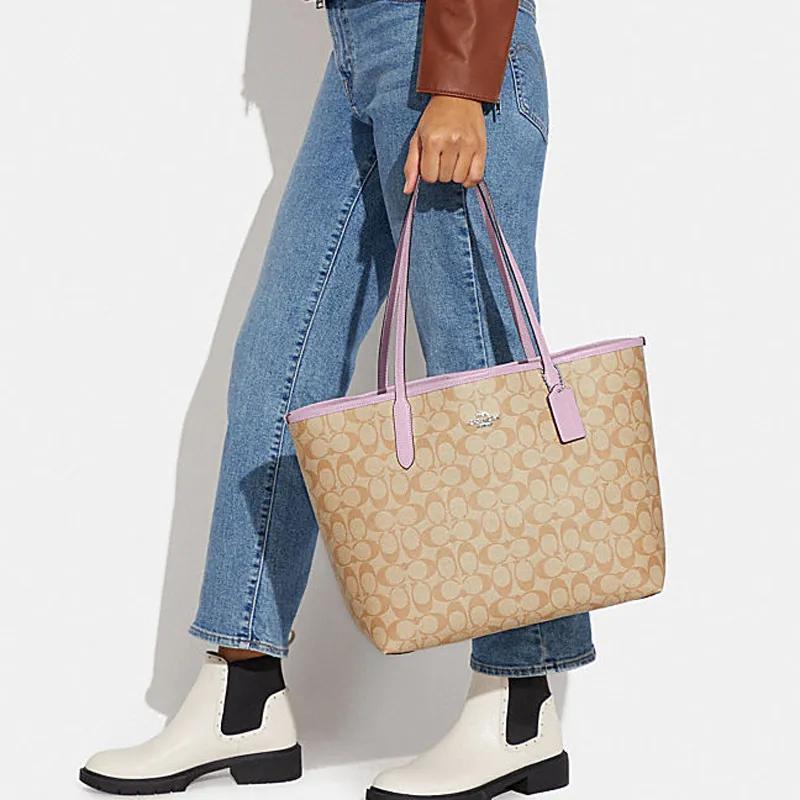 COACH City PVC Tote Bag , Shopping Bag , Handbag , Shoulder Bag Large Women's Light Khaki (Unisex) Shoulder Bags 5696 SVV7O