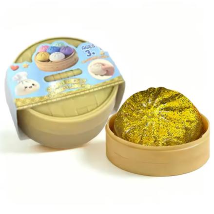 Random 1Pcs Realistic Dumpling Squeeze Toy With Bamboo Steamer Soft Tpr Dough Ball Decompression Fidget Toy Creative Funny Gift