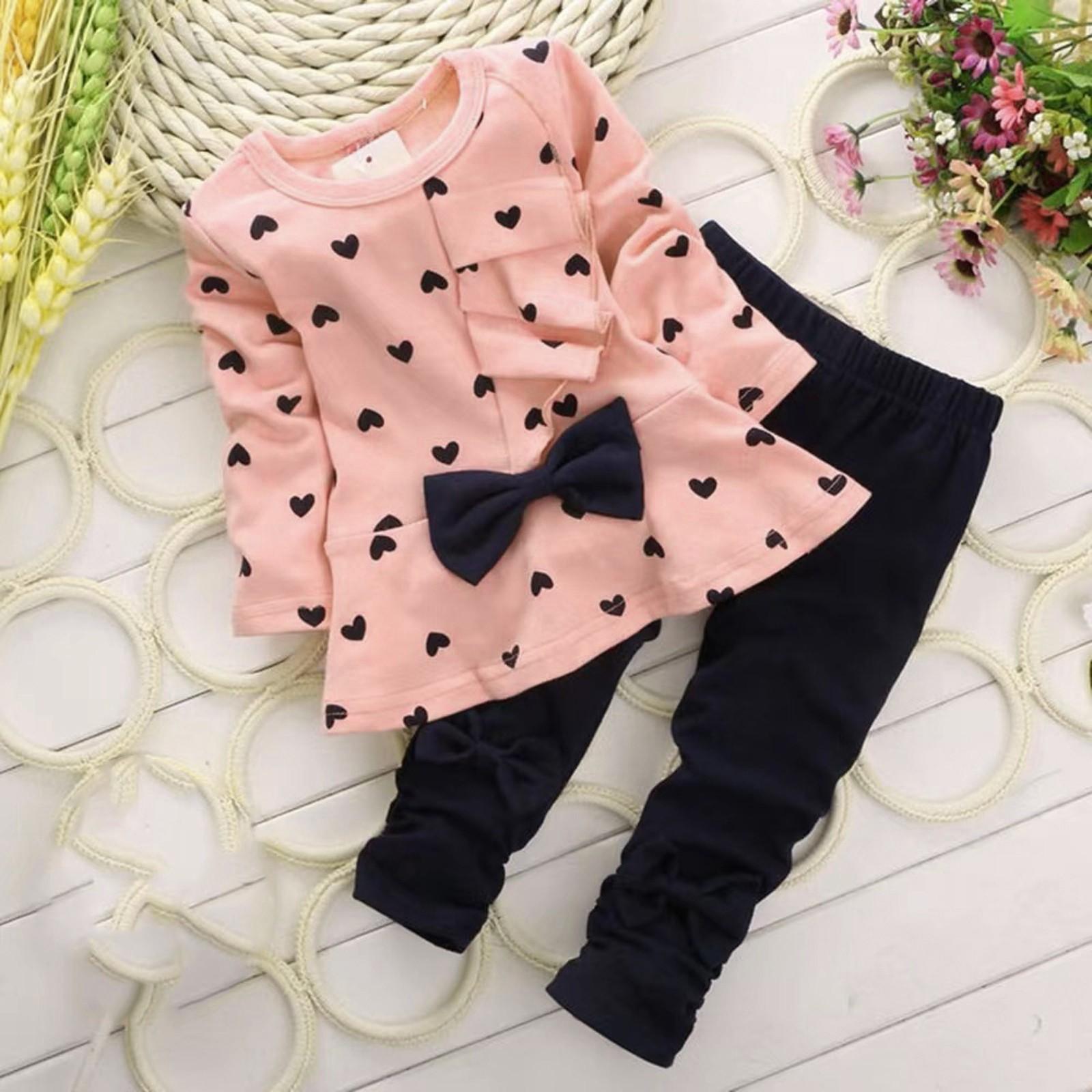 

Комплект одежды для новорожденных девочек и мальчиков, свободная футболка с принтом и штаны 90 розовый