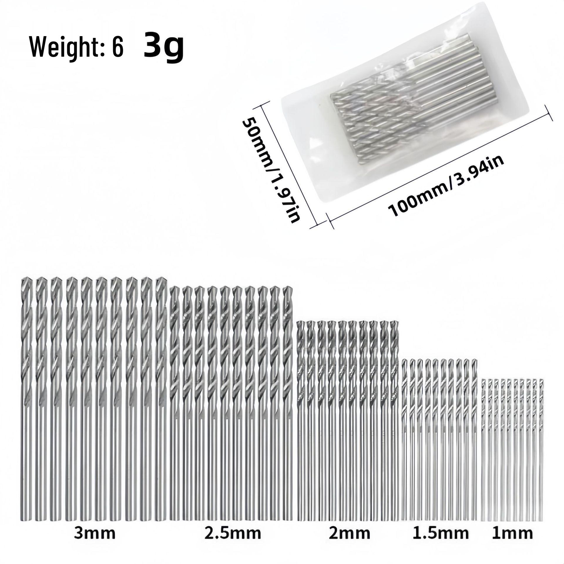 

50-Piece Titanium-Plated Twist Drill Bit Set (1-3mm) for Electric Drills - Perfect for DIY Woodworking.