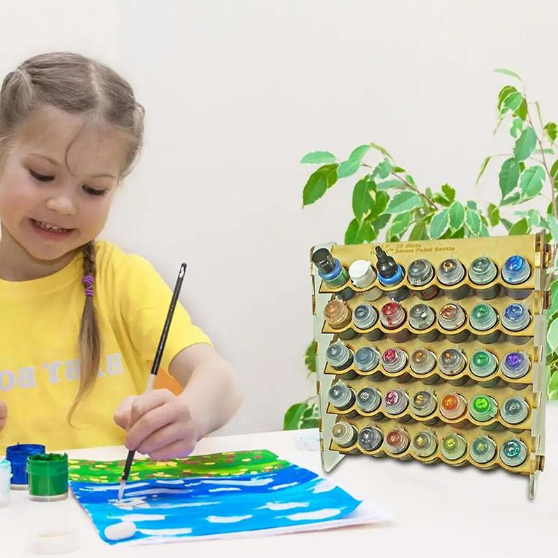 

Органайзер для красок с 35 слотами, Стойка для хранения, Подставка-органайзер для красок для хобби, для миниатюрных моделей, для круглых бутылочек 34 мм A