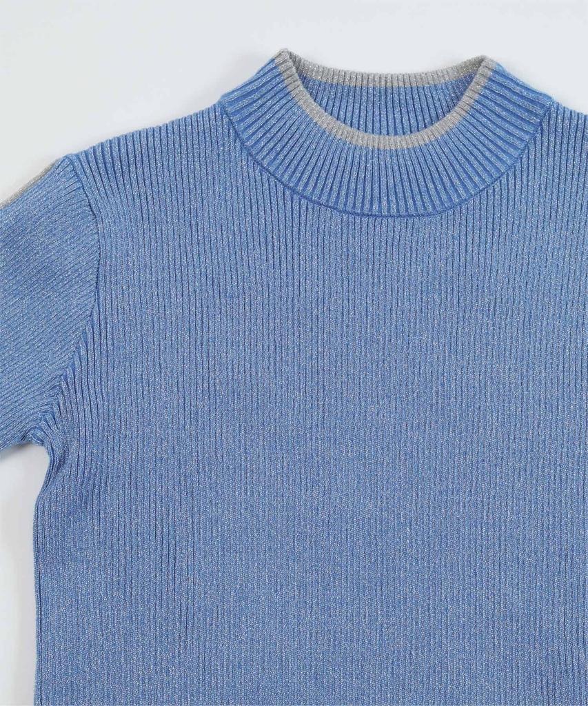 Rib Knit REXT0253 Free Size Black [miette] Color-Striped Lamé Women's
