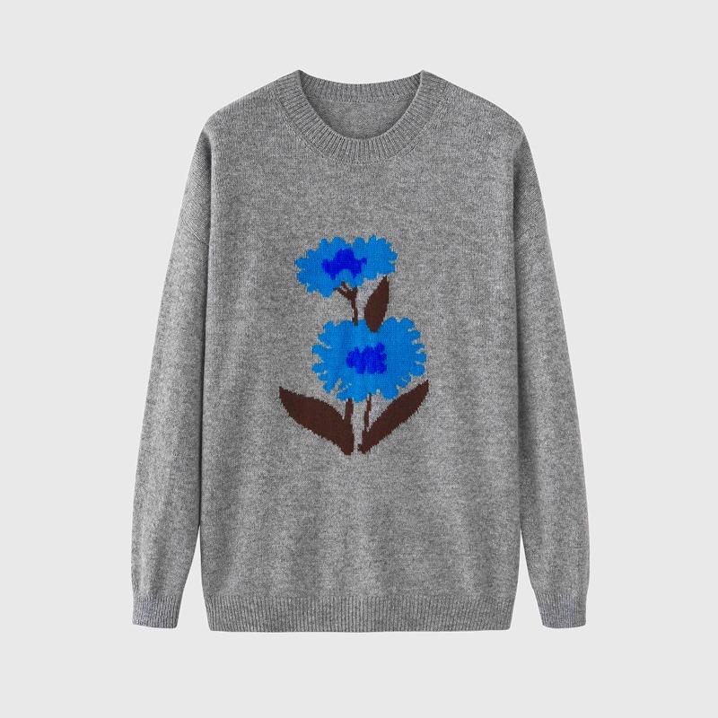 

Women Wool Blend Sweater with Collar for Winter Warm Pullover Long Sleeve Oversize Jumper Sweater Tops One Size сірий