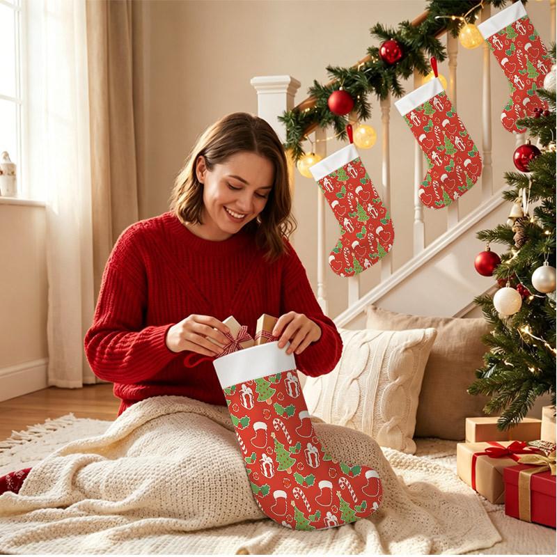 Christmas Decoration Fireplace Hanging Stocking Christmas Stockings 1pc 45.72 Cm, Christmas Tree Gift Candy Canes Holly