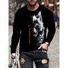 Animal Print Men's Long Sleeve T-shirt Spring And Autumn Men's Daily Casual Top 3D Wolf Print Men's Fashion Long Sleeve T-shirt