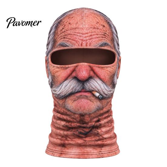Humorous Outdoor Sports Masque Old Man Ski Masque, Winter Funny Full Face Balaclava with Neck Coverage, Realistic Pattern Cosplay Costume for