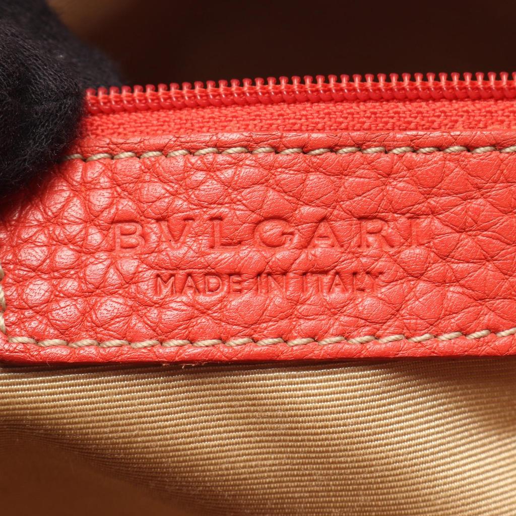 Used BVLGARI Logo Mania 2WAY Handbag Canvas Leather Beige Pink Used Women
