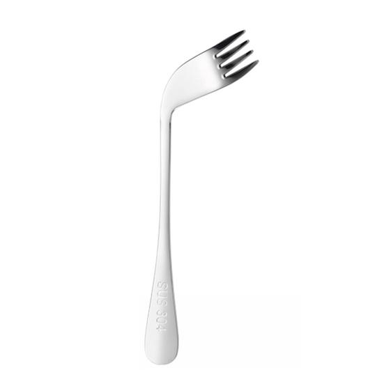 Stainless Steel Elbow Spoon Elderly Self-Feeding Curved Fork Angled Spoon Disabled Adults Patient Feeding Tableware Adaptive Utensils