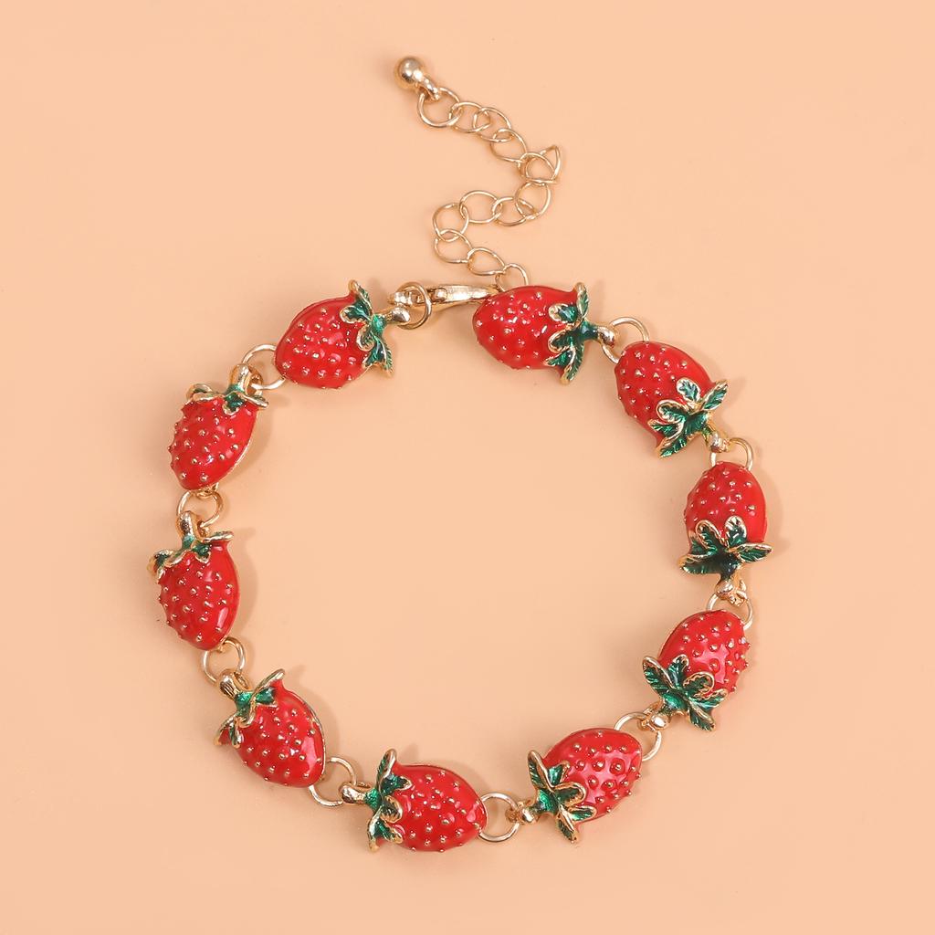 Braccialetto Creativo alla Fragola Bracciale Frutta Carino per Gioielli da Donna Regalo